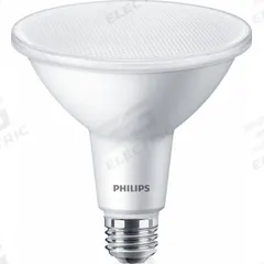 PHILIPS Compact LED Lamp: LED, PAR38, Medium Screw (E26), 13 W Watt, 3500K, 1,300 lm Light Output (MPN 13PAR38/COR/935/F25/DIM/P/ULW/T20-6/1FB). Key specifications — Bulb Finish: Clear; Color Temperature: 3500K; Shatter-Resistant: Yes; Brand: PHILIPS; Voltage: 120V; Bulb Shape: PAR38.