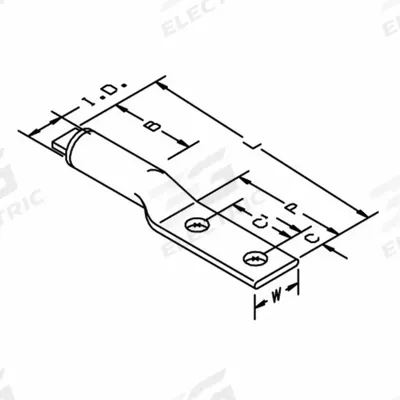 3M Compression Lug: For 600 kcmil, 1/2 in Stud Size, Std - Two-Hole Compression Lugs