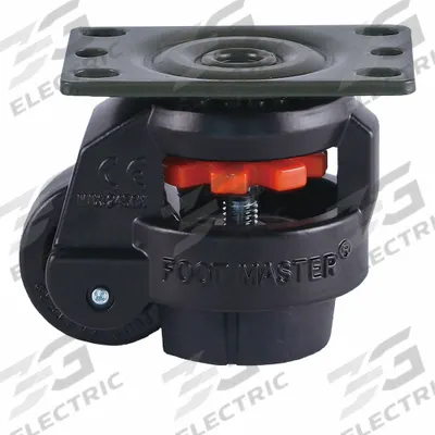 FOOT MASTER Plate Caster: Nylon Tread, 50 mm Wheel Dia, 82 mm Mounting Ht - General Purpose Leveling Plate Casters