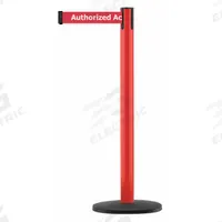 TENSABARRIER Barrier Post with Belt: Red, No Pattern, Authorized Access Only, 7 1/2 ft Belt Lg, Red (MPN 889B-33-21-STD-NO-RAX-C). Key specifications — attr981468: Cast Iron; attr981465: Red; attr981461: TENSABARRIER; attr981440: Metal Alloy; attr981443: Red; attr981449: Authorized Access Only; attr981448: White.