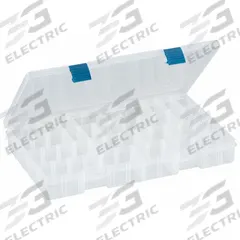 PLANO Compartment Box: 14 in x 9 in x 2 in, Clear, Not Electrostatic Discharge Conductive, Latch (MPN 2370076). Key specifications — ESD Conductive: Not Electrostatic Discharge Conductive; Color: Clear; Brand: PLANO; Material: Plastic.