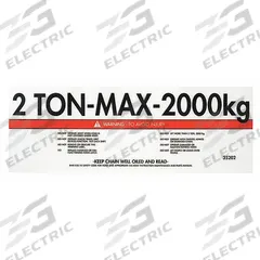 CM Capacity Label: Electric Chain Hoists, 4,000 lb Compatible Load Capacity, Lodestar, 35202. Key specifications — Compatible Series: Lodestar; Manufacturer Part Number: 35202.