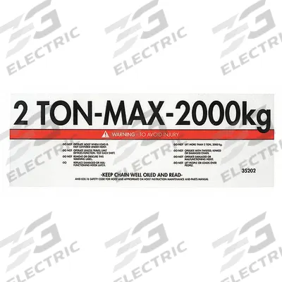 CM Capacity Label: Electric Chain Hoists, 4,000 lb Compatible Load Capacity - Warning Labels for Hoists