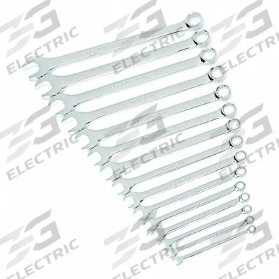 GEARWRENCH Combination Ratcheting Wrench Set: Alloy Steel, Full Polish Chrome, 15 Tools - SAE 12-Point Ratcheting Combination Wrench Sets