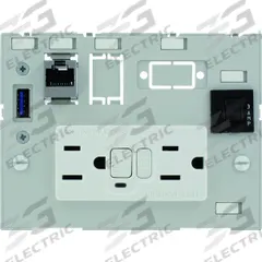 MURRELEKTRONIK Combination Insert: RJ45 Cat5E/USB, (2) NEMA 5-15 GFCI, (1) 3A Fuse, 110 mm x 88 mm (MPN 4000-68000-4100000). Key specifications — Brand: MURRELEKTRONIK; Socket Configuration: (2) NEMA 5-15 GFCI; Resets: (1) 3A Fuse; Data Port Configuration: (1) RJ45 CAT5e; Insert Design: Data & Power Insert with 3A Reset.