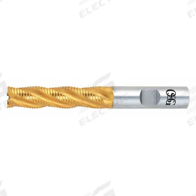 OSG Roughing End Mill: High Speed Steel, TiN Coating, 4 Flute, 1/4" Mill Dia - General Purpose High-Speed Steel Roughing End Mills