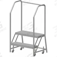 BALLYMORE Rolling Ladder: 1.6 ft Platform Ht, Assembled, Aluminum, Wt-Actuated, Serrated (MPN A2SH30G). Key specifications — Includes Handrails: Handrails Included; Material: Aluminum; Brand: BALLYMORE; Color: Gray.