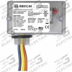 RIB Enclosed Pre-Wired Relay: 10 A Rating, 10-30V AC/DC/120V AC, SPDT, 0.50 in NPT (MPN RIBU1C-N4). Key specifications — Nipple Size: 0.50 in NPT; Coil Voltage: 10-30V AC/DC/120V AC; Brand: RIB.