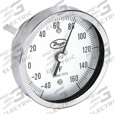 Dwyer Min/Max Dial Thermometer: -40°F to 160°F to -40°C to 71.1°C, +/- 2% Accuracy - Min/Max-Reading Thread-Mount Dial Thermometers
