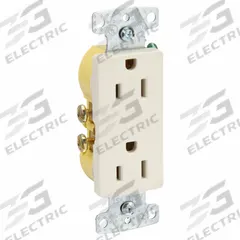 HUBBELL Receptacle: Decorator Duplex, 5-15, Light Almond, 125V AC, 15 A, 2 Pole / 3 Wire (MPN RRD15LA)