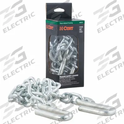 CURT Towing Chain: Open Hook Attachment, Std Duty, 30, 48 in Overall Lg, Steel - Safety Chains