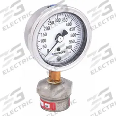 ASHCROFT Pressure Gauge with Diaphragm Seal: 0 psi to 600 psi, 1009/310-315, 2 1/2 in Dial, Glycerin (MPN 251009AW02L/310SSLXCG600). Key specifications — Brand: ASHCROFT; Gauge Case Liquid: None; Seal Fill Liquid: Glycerin; Gauge Case Material: 304 Stainless Steel; Seal Lower Housing Material: 316L Stainless Steel; Accuracy: ±1.50%.