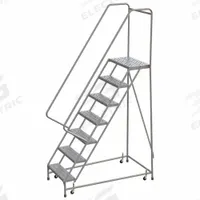 BALLYMORE Rolling Ladder: 5.8 ft Platform Ht, Assembled, Aluminum, Wt-Actuated, Perforated (MPN WLAR107246). Key specifications — Includes Handrails: Handrails Included; Material: Aluminum; Brand: BALLYMORE; Color: Gray.