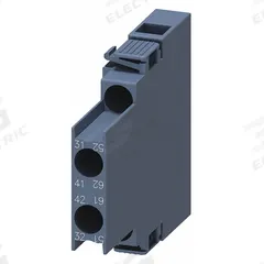 SIEMENS Auxiliary Contact: 2NC, 10 A Max Current (AC), Side Mount, Side-Mounted (MPN 3RH29211DA02). Key specifications — Brand: SIEMENS; Compatible with Series: SIRIUS 3RH2 Contactor Relays.