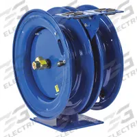 Dual Reel Spring Return Hose Reel: 25 ft (1/2 in I.D.), 300 psi Max Op Pressure, Brass, Blue (MPN C-LPL-425-425). Key specifications — Reel Color: Blue; Hose Capacity: 25 ft (1/2 in I.D.); Overall Dimensions: 17 in L x 10-1/2 in W x 18-5/8 in H; Swivel Material: Brass; Brand: COXREELS.