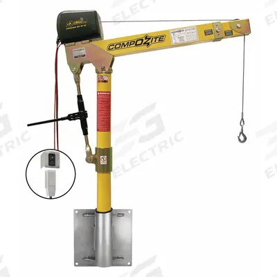 OZ LIFTING PRODUCTS Davit Crane Kit: Composite, Electric, 1,200 lb Max. Load Capacity - Lightweight Composite Davit Crane Kits with Bases