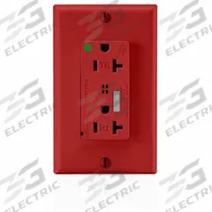 LEVITON Receptacle: Hospital Grade, Decorator Duplex, 5-20R, Red, 125V AC, 20 A, 2 Pole / 3 Wire (MPN T8380-R)