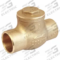 APPROVED VENDOR Swing Check Valve: Swing, Inline Valve Body, 2 in Pipe Size, Sweat x Sweat, Brass (MPN 10F333). Key specifications — Brand: APPROVED VENDOR.