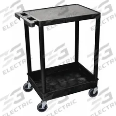 APPROVED VENDOR Utility Cart: 300 lb, 2 Shelves, 24 in L x 18 in W Self, Black, Flat (MPN STC21-B). Key specifications — Shelf Color: Black; Brand: APPROVED VENDOR; Caster/Wheel Configuration: (2) Swivel.