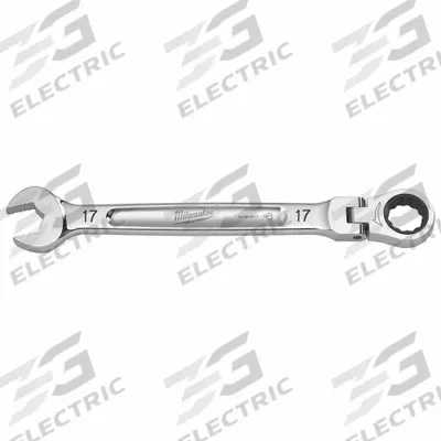 MILWAUKEE Combination Wrench: Chrome Vanadium Steel, Chrome, 17 mm Head Size - Metric 12-Point Ratcheting Combination Wrenches