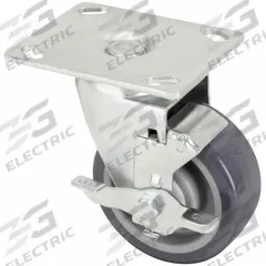 APPROVED VENDOR Plate Caster: Swivel, Side Brake, Polyurethane, 4 in Wheel Dia, 2 in Wheel Wd, Slot (MPN P13S-UP040D-14-SB). Key specifications — Wheel Bearing Type: Delrin; Wheel/Tread Color: Gray; Brand: APPROVED VENDOR; Caster Type: Swivel with Brake.