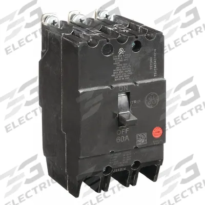 GE Molded Case Circuit Breaker: 60 A Amps, 14kA at 277/480V AC, Fixed, Lug - TEY-Frame GE Molded Case Circuit Breakers