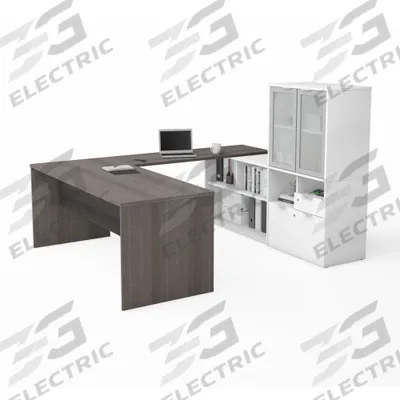 BESTAR U-Shaped Office Desk: Bark Grey/White, 71 1/8 in Overall Wd - i3 Plus Series