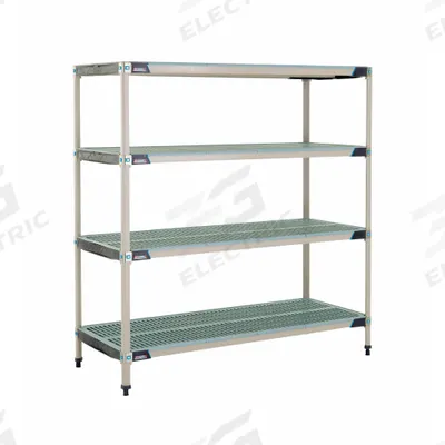 METRO Plastic Industrial Shelving: 24 in x 60 in, 62 in Overall Ht, 4 Shelves - Harsh-Environment Antimicrobial Stationary Plastic Shelving