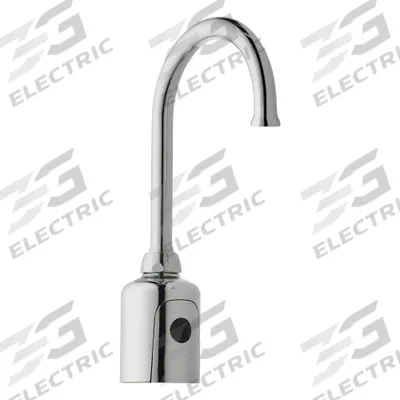CHICAGO FAUCETS Bathroom Sensor Faucet: HyTronic Gooseneck, Cast Brass - Single-Post Sensor Bathroom Faucets