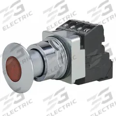 SIEMENS Mushroom Head Push Button: Illuminated, Mushroom Head Profile, Metallic, 30 mm, 1NO/1NC (MPN 52PP2G3AB). Key specifications — Brand: SIEMENS; Action: Maintained; Series: Class 52; Push Button Material Type: Metallic.