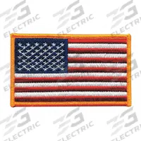 HEROS PRIDE Embroidered Patch: U.S. Flag, 4 in x 2 1/2 in, Gold, Plastic, Sew-On, Flag (MPN 7362). Key specifications — attr1074238: Sew-On; attr188498: 4 in x 2-1/2 in; attr188499: Gold; attr188500: Plastic; attr188503: U.S. Flag; attr193746: HEROS PRIDE.