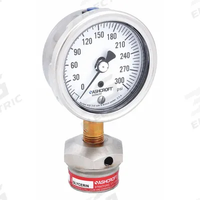 ASHCROFT Compound Gauge with Diaphragm Seal: 0 psi to 300 psi, 1009/310-315, 2 1/2 in Dial - Dial Pressure Gauges with 316 SS Female-Threaded Mini-Seal