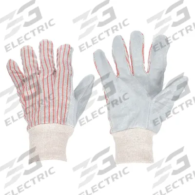 CONDOR Leather Gloves: L ( 9 ), Cowhide, Premium, Glove, Full Finger, Knit Cuff - Knit Gloves with Leather Palm