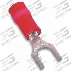 STA-KON Fork Terminals: Red, Vinyl, #6 Stud Size, 22 AWG – 16 AWG Wire Range, Std Fork, 600 V (MPN 18RA-6F). Key specifications — Barrel Style: Insulation Grip; Manufacturer Part Number: 18RA-6F; Brand: STA-KON; Series: RA1167.