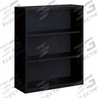 HIRSH Bookcase: Black, Steel, 42 in Overall Ht, 34 1/2 in Overall Wd, 13 in Overall Dp, 3 Shelves (MPN 21990). Key specifications — Material: Steel; Brand: HIRSH; Color: Black.