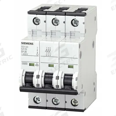 Siemens Supplementary Protector: 3 A Amps, 72V DC, 10kA at 400V AC, Screw Clamp - C-Curve, 3-Pole UL1077 DIN Rail-Mount Supplementary Protectors