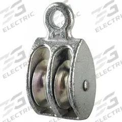 PEERLESS Pulley Block: Fixed, Lifting/Pulling, 1/2 in Compatible Rope Dia, Fibrous Rope, Fixed Eye (MPN 3-120-04-86-). Key specifications — Product Type: Double Pulley Block; Brand: PEERLESS; Compatible Rope Type: Fibrous Rope; Pulley Type: Fixed; Attachment Type: Fixed Eye; Operation: Pulling; Bearing Type: Sleeve; Finish: Galvanized.