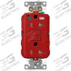 LEVITON GFCI Receptacle: Hospital Grade, Decorator Duplex, 5-20R, Red, GFCI, 125V AC, 20 A (MPN GFWT2-HGR)