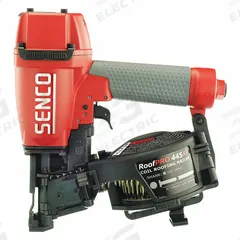 SENCO Air Nail Gun: Framing, 15°, Wire, 1/4 in NPT, Sequential, Coil Collation, 120 Nail Capacity (MPN ROOFPRO 445XP). Key specifications — attr1320923: SENCO; attr1320894: Sequential.