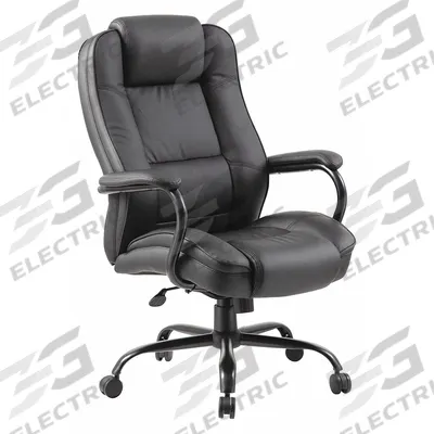 APPROVED VENDOR Office Chair: Black, Leather Material, 30 1/2 in Back Ht, 23 in Seat Wd - Fixed-Arm Office Chairs