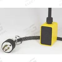 KH INDUSTRIES Pendant Drop Outlet Box: 50 ft Lg, 12/4, L14-20P Plug, 4 Outlets, 20 A Current, Black (MPN PP9dd-520-B12K-L1420). Key specifications — Brand: KH INDUSTRIES; Power Indicator: No; Temperature Rating: -40° to 194°F; NEMA Plug Configuration: L14-20P.