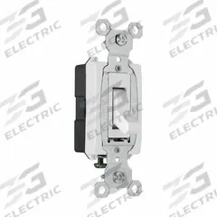 PASS & SEYMOUR Wall Switch: Toggle Switch, Single Pole, Maintained, White, 120/277V AC, 15 A (MPN CSB15AC1W). Key specifications — Brand: PASS & SEYMOUR; Illuminated: No; Voltage Rating: 120/277V AC.