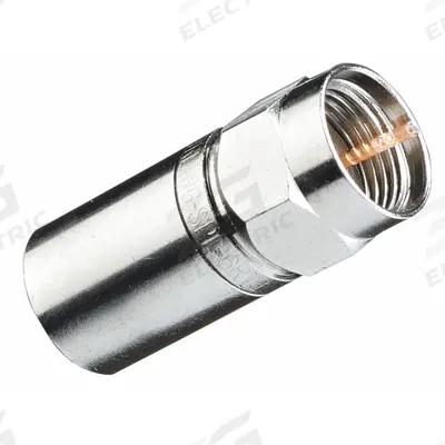 POWER FIRST Coaxial Connector: Male, Connector, Silver, Compression, RG-6, 1 GHz Max Freq - F-Type Coaxial Connectors