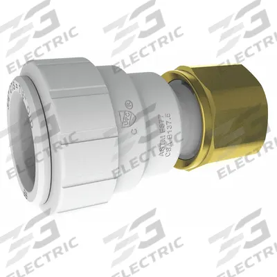 JOHN GUEST Push-Fit Adapter Fitting: 3/4 in OD x 3/4 in Pipe Size, Push-to-Connect x FNPT - Polysulfone Push-to-Connect Tube Fittings