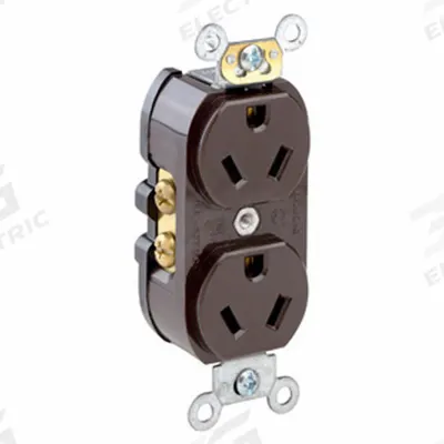 LEVITON Receptacle: Duplex, 7-15, Brown, 277V AC, 15 A, 2 Pole / 3 Wire (MPN 5585) - General Purpose Receptacles
