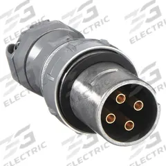 HUBBELL Pin and Sleeve Plug: Gray, 250V DC/600V AC, Three Phase, 60 A, 4 Pole, 4 Wire (MPN VP6475). Key specifications — Brand: HUBBELL.