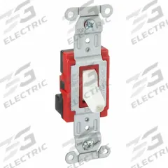 HUBBELL Wall Switch: Toggle Switch, Single Pole, Maintained, White, 120/277V AC, 20 A (MPN SNAP1221PLW). Key specifications — Illuminated: No; Voltage Rating: 120/277V AC.
