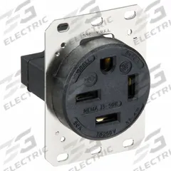 HUBBELL Receptacle: Single, 15-50, Black, 250V AC, 50 A, 3 Pole / 4 Wire (MPN HBL8450A)