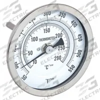APPROVED VENDOR Dial Thermometer: 50°F to 550°F /10°C to 290°C, 2.5 in Stem Lg, 3 in Dial Dia (MPN 1NFY5). Key specifications — Accuracy: ±1.5% Above 451 °F; Brand: APPROVED VENDOR.