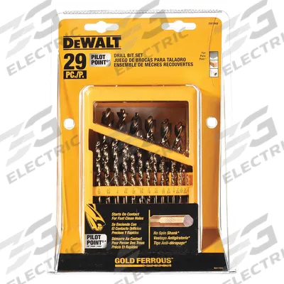 DEWALT Jobber Length Drill Bit Set: 29 Pc, 1/16" to 1/2" by 64ths - General Purpose High-Speed Steel Jobber-Length Drill Bit Sets